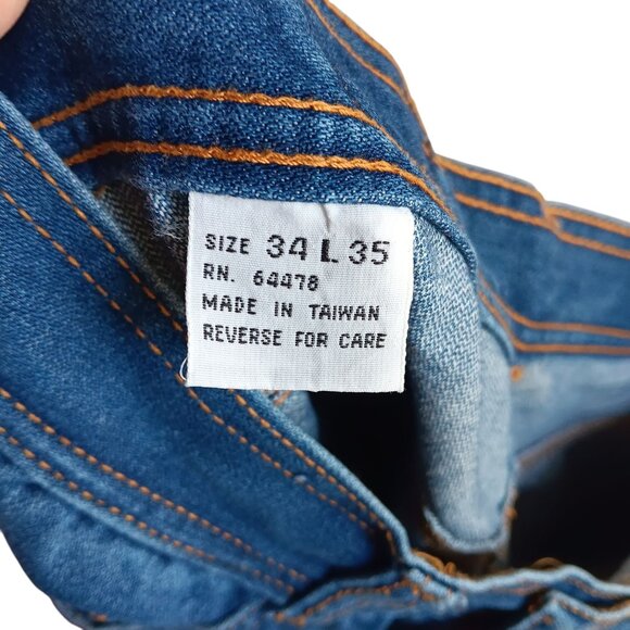 Vintage Mens Disco Jeans 30x27 70's BOOTCUT EMBROIDERED POCKET RAYON BLEND JEANS - Picture 8 of 8